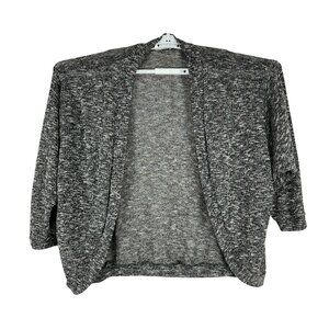 Teenbell Womens Marled Open Front Cardigan Sweater Size L Black Gray USA Made